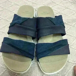 Earth Origins Giana Slip On Comfort Walking Sandals in Navy Blue, Women’s Sz 7.5
